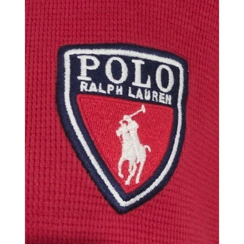 POLO By Ralph Lauren RL Men's RED Crewneck Knit Thermal Pullover SHIRT Sz XL EuC